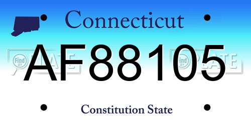 AF88105 Connecticut License Plate