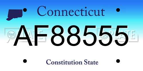 AF88555 Connecticut License Plate