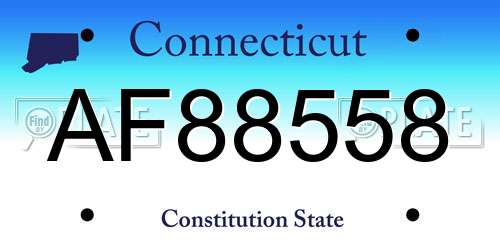 AF88558 Connecticut License Plate