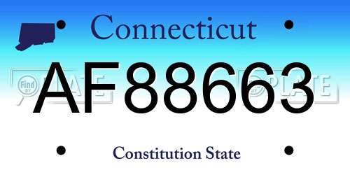 AF88663 Connecticut License Plate