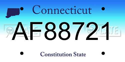 AF88721 Connecticut License Plate