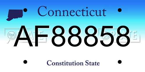 AF88858 Connecticut License Plate