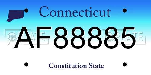 AF88885 Connecticut License Plate