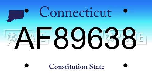 AF89638 Connecticut License Plate