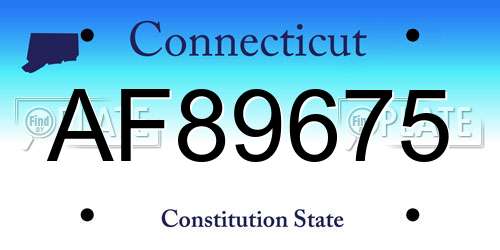 AF89675 Connecticut License Plate