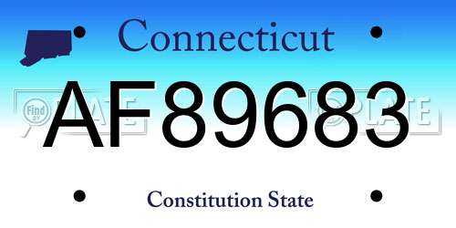 AF89683 Connecticut License Plate