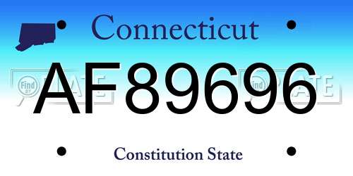 AF89696 Connecticut License Plate