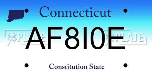 AF8I0E Connecticut License Plate