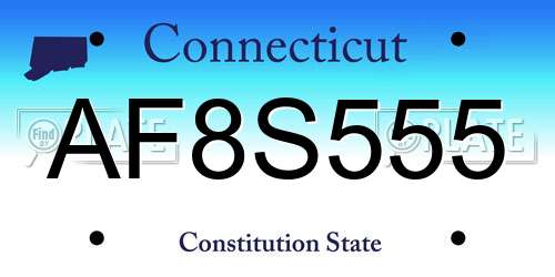 AF8S555 Connecticut License Plate