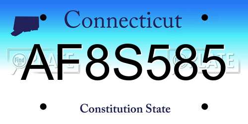 AF8S585 Connecticut License Plate