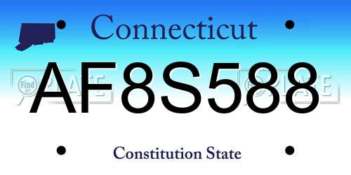 AF8S588 Connecticut License Plate