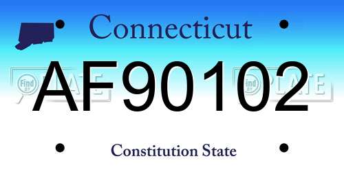 AF90102 Connecticut License Plate