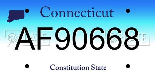 AF90668 Connecticut License Plate