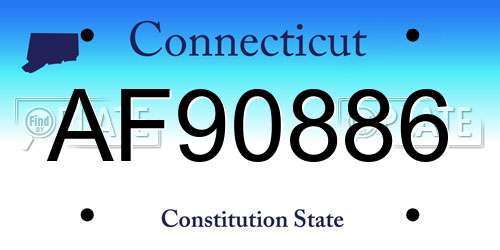 AF90886 Connecticut License Plate