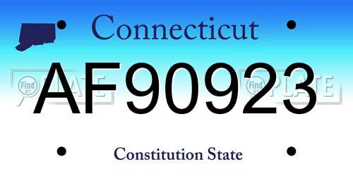 AF90923 Connecticut License Plate