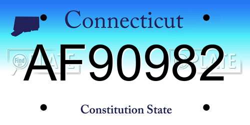 AF90982 Connecticut License Plate