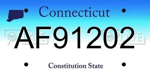 AF91202 Connecticut License Plate