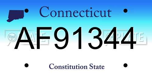 AF91344 Connecticut License Plate
