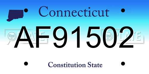 AF91502 Connecticut License Plate