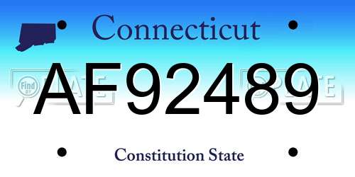 AF92489 Connecticut License Plate