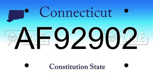 AF92902 Connecticut License Plate