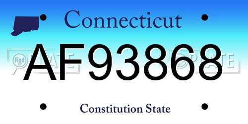 AF93868 Connecticut License Plate