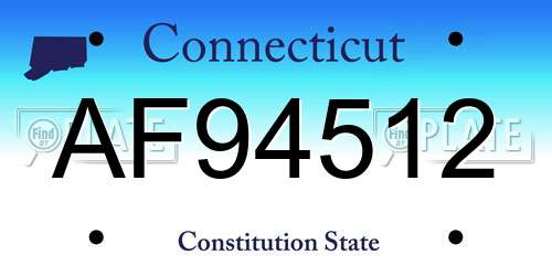 AF94512 Connecticut License Plate