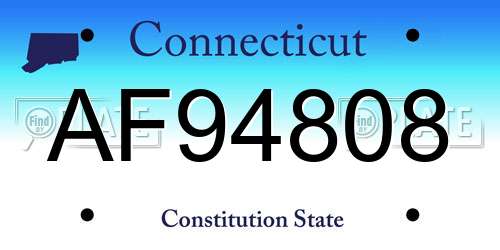 AF94808 Connecticut License Plate