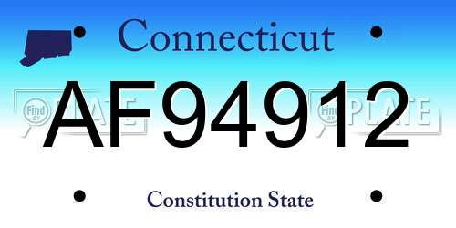 AF94912 Connecticut License Plate