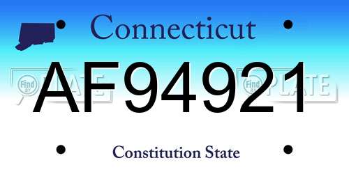 AF94921 Connecticut License Plate