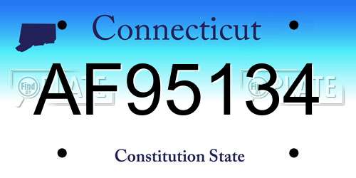 AF95134 Connecticut License Plate