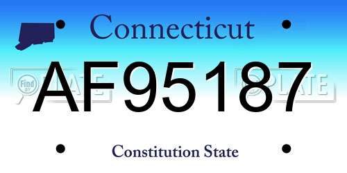 AF95187 Connecticut License Plate