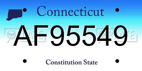 AF95549 Connecticut License Plate