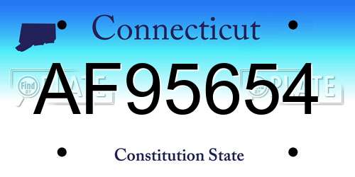 AF95654 Connecticut License Plate