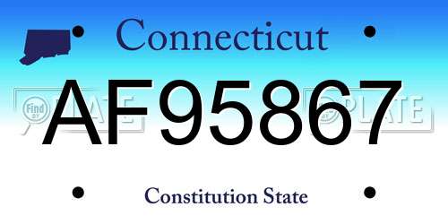 AF95867 Connecticut License Plate