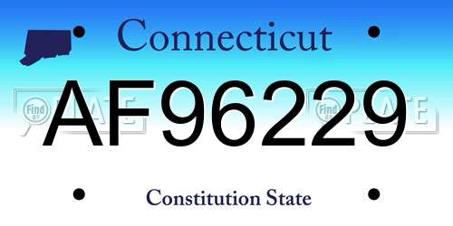 AF96229 Connecticut License Plate