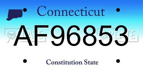 AF96853 Connecticut License Plate