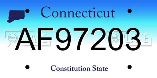 AF97203 Connecticut License Plate