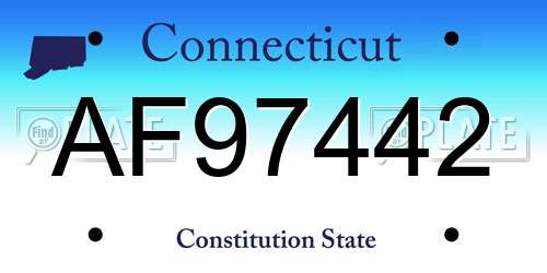 AF97442 Connecticut License Plate