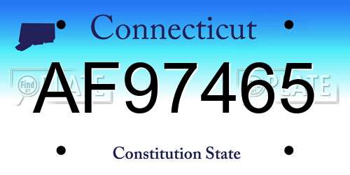 AF97465 Connecticut License Plate