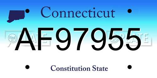 AF97955 Connecticut License Plate
