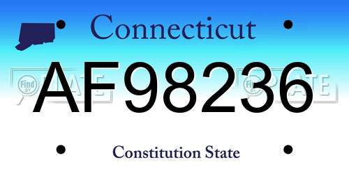 AF98236 Connecticut License Plate