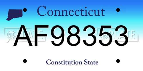 AF98353 Connecticut License Plate