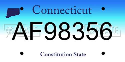 AF98356 Connecticut License Plate