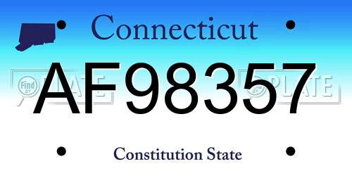 AF98357 Connecticut License Plate