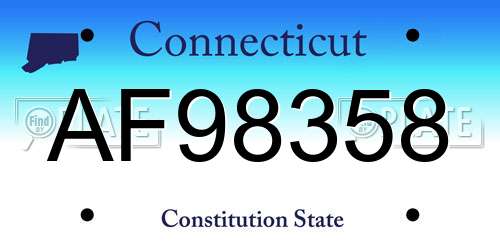 AF98358 Connecticut License Plate
