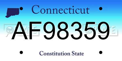 AF98359 Connecticut License Plate