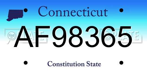 AF98365 Connecticut License Plate