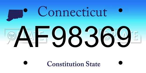 AF98369 Connecticut License Plate