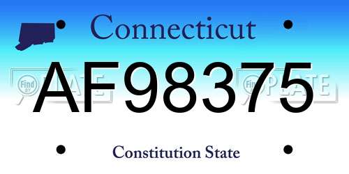 AF98375 Connecticut License Plate